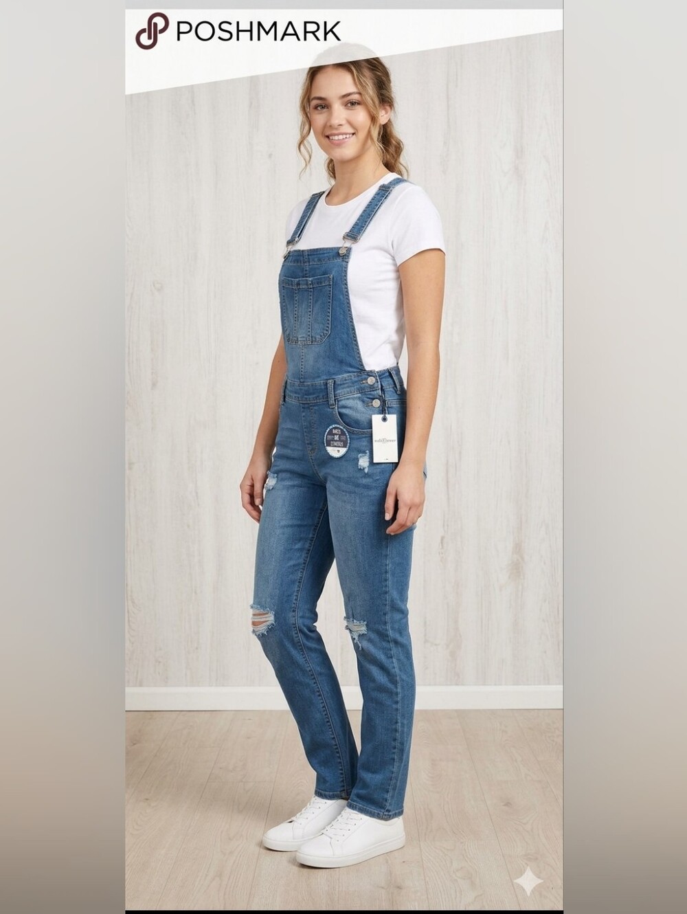 WallFlower Insta Stretch Tomboy Denim Overalls Size Medium NWT